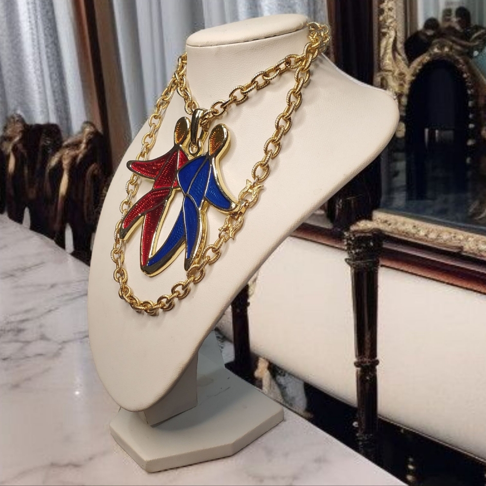 CRAFT Ultra Rare Vintage Gemini Zodiac Massive Statement Necklace - Picture 3 of 4